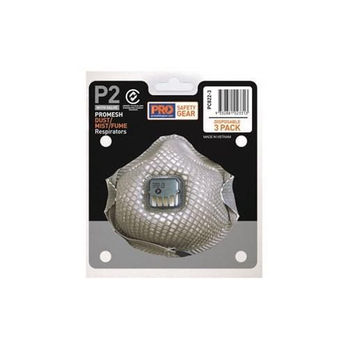 Pro Choice Pro-mesh Respirator P2, With Valve 3 Piece Blister Pack - PC822-3 Metro Workwear.