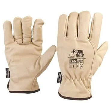 Pro Choice Pig Grain Leather Rigger Beige Gloves, 3m Thinsulate Lined X12 - PGL41TL Metro Workwear.
