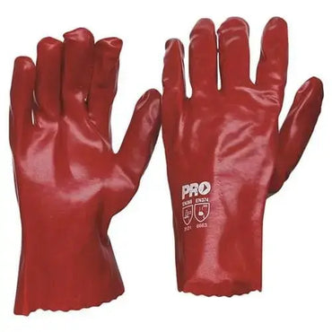 Pro Choice Red Pvc Single Dip Gloves x12 - PVC27