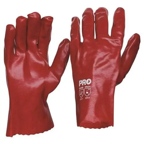 Pro Choice Red Pvc Single Dip - Length 27cm 12 Gloves - PVC27 Metro Workwear.