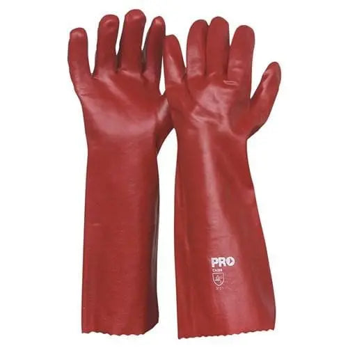 Pro Choice Red Pvc Single Dip - Length 45cm X12 Gloves - PVC45 Metro Workwear.
