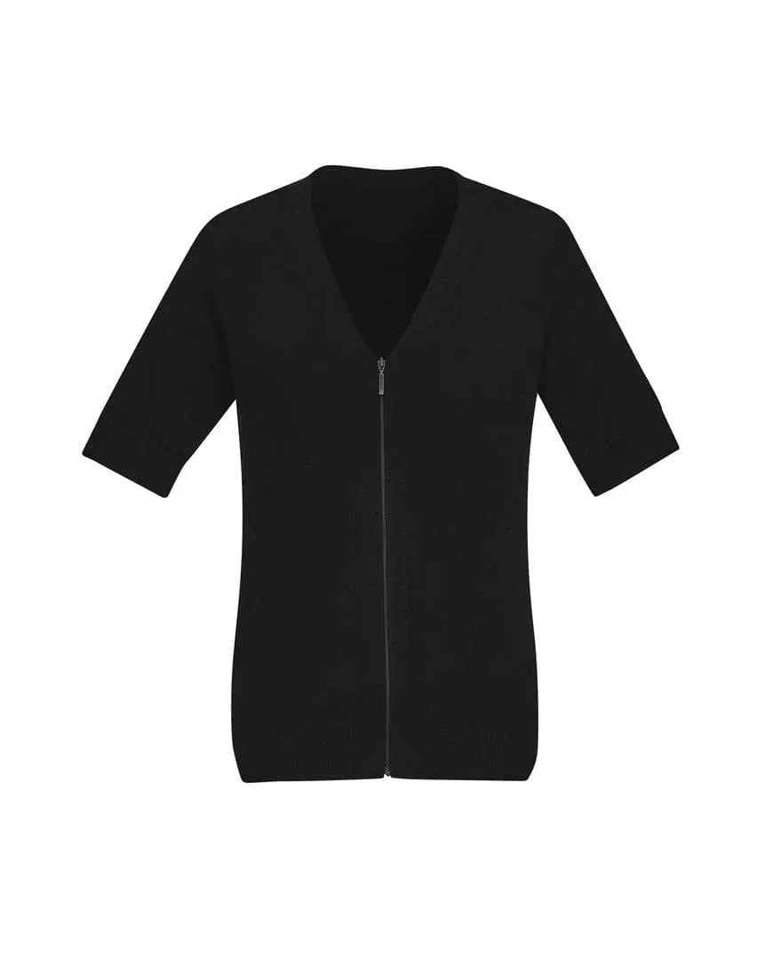 Biz Care Womens Zip Front Short Sleeve Knit CK962LC Metro Workwear.
