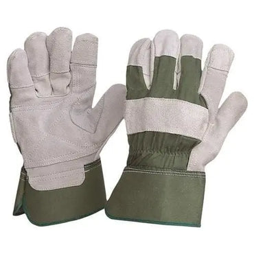 Pro Choice Green Cotton Back/extra Reinforced Cowsplit Leather Palm & Fingers Gloves Heavy Duty X12 - R99KG Metro Workwear.
