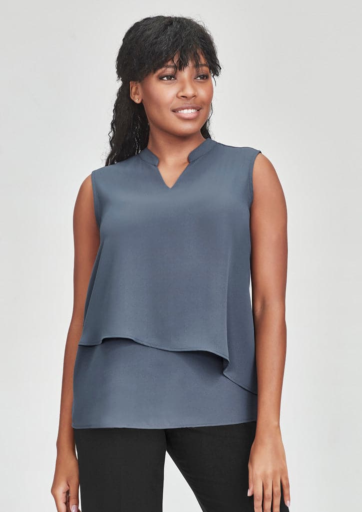Biz Collection Seville Womens Sleeveless Layered Blouse RB260LN Metro Workwear.
