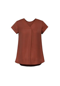 Biz Corporate's Kayla V-Neck Pleat Blouse RB967LS Metro Workwear.