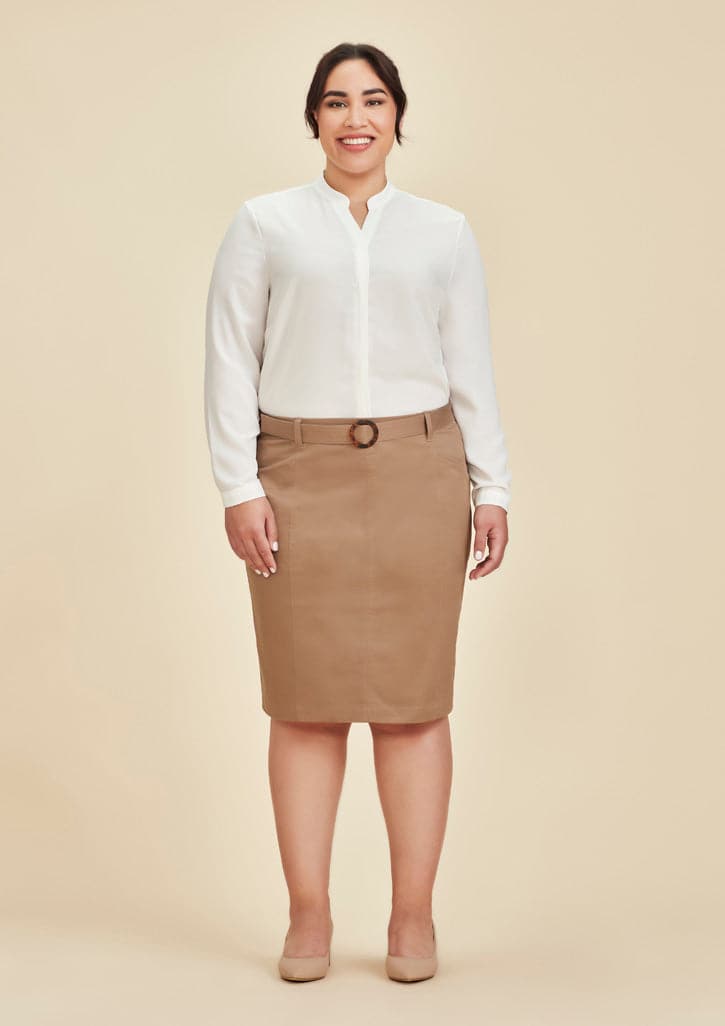 Biz Collection Traveller Womens Chino Corporate Skirt RGS264L Metro Workwear.