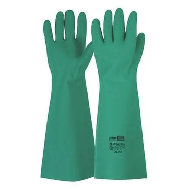 Pro Choice Green Nitrile Gauntlet Gloves Length 45cm X12 - RNU22 Metro Workwear.
