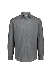Biz Collection Men’s Fitzroy Classic Fit Long Sleeve Shirt S624M Slate/White Stripe / XS