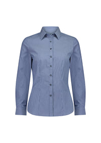 Biz Collection Women’s Fitzroy Long Sleeve Shirt S624W French Blue/White Stripe / 6