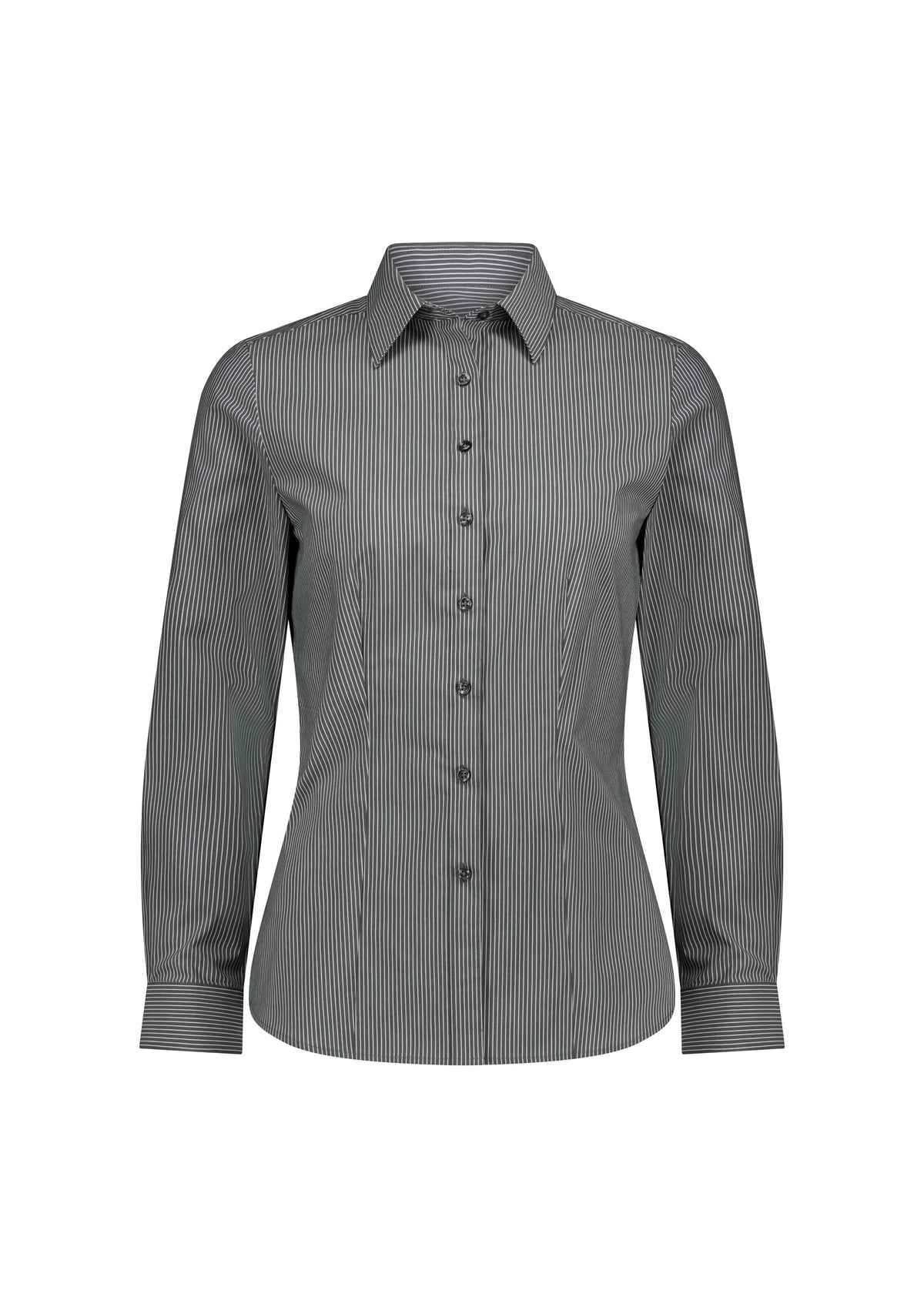 Biz Collection Women’s Fitzroy Long Sleeve Shirt S624W Slate/White Stripe / 6