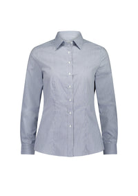 Biz Collection Women’s Fitzroy Long Sleeve Shirt S624W White/Navy Check / 6