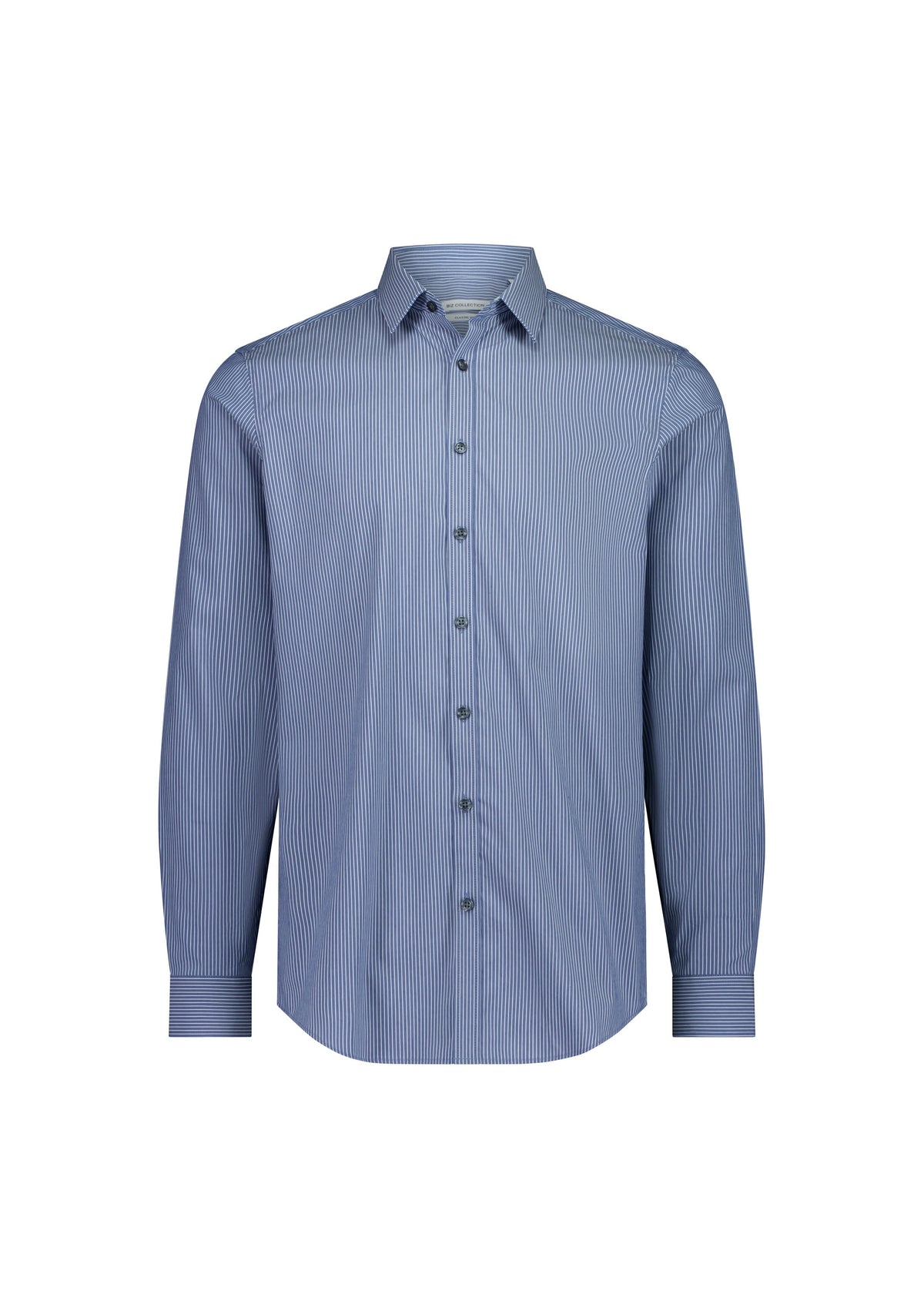 Biz Collection Men’s Fitzroy Slim Fit Long Sleeve Shirt S625M French Blue/White Stripe / XS