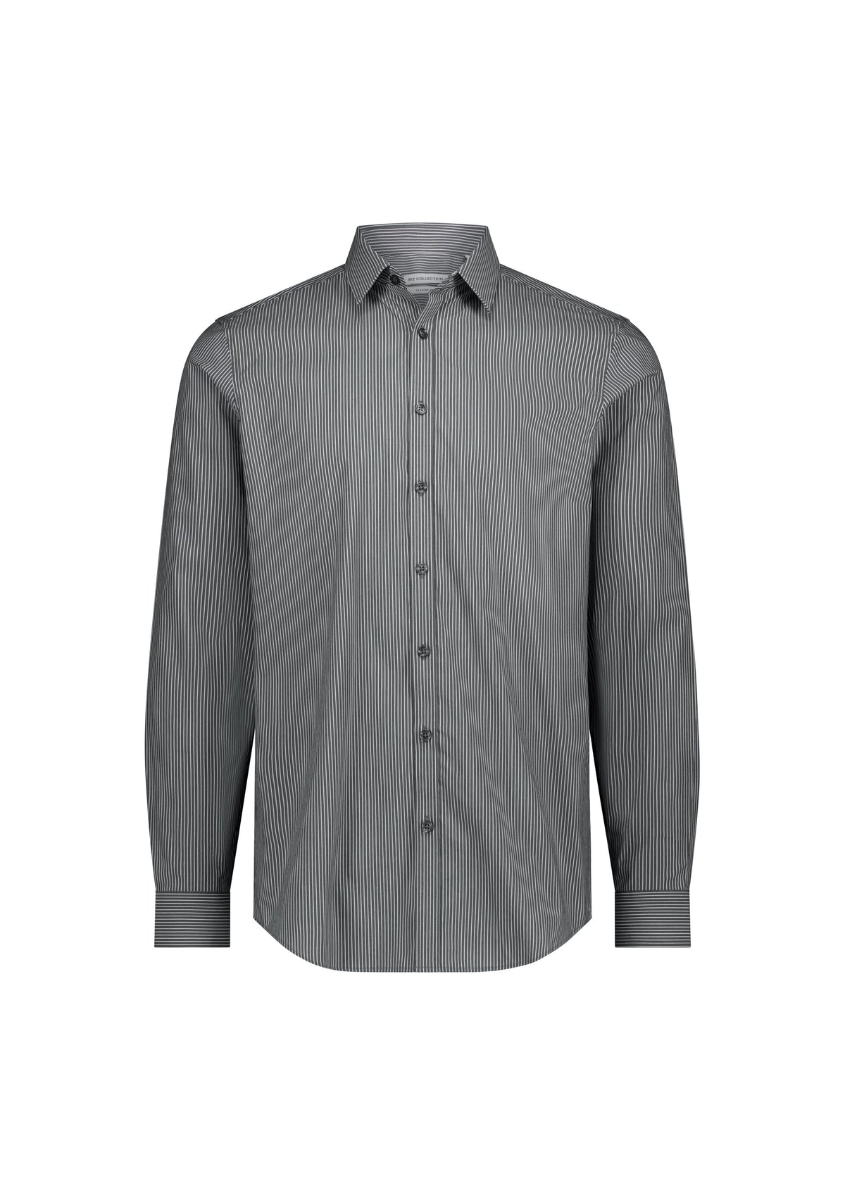 Biz Collection Men’s Fitzroy Slim Fit Long Sleeve Shirt S625M Slate/White Stripe / XS