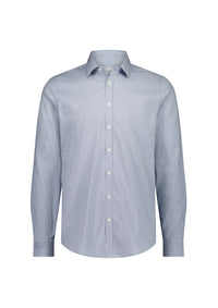 Biz Collection Men’s Fitzroy Slim Fit Long Sleeve Shirt S625M White/Navy Check / XS
