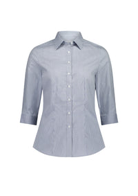Biz Collection Women’s Fitzroy 3/4 Sleeve Shirt S636W White/Navy Check / 6