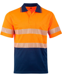 Unisex Cool Dry Segmented Tapes Hi Vis Short Sleeve Polo Shirt SW85 Metro Workwear.