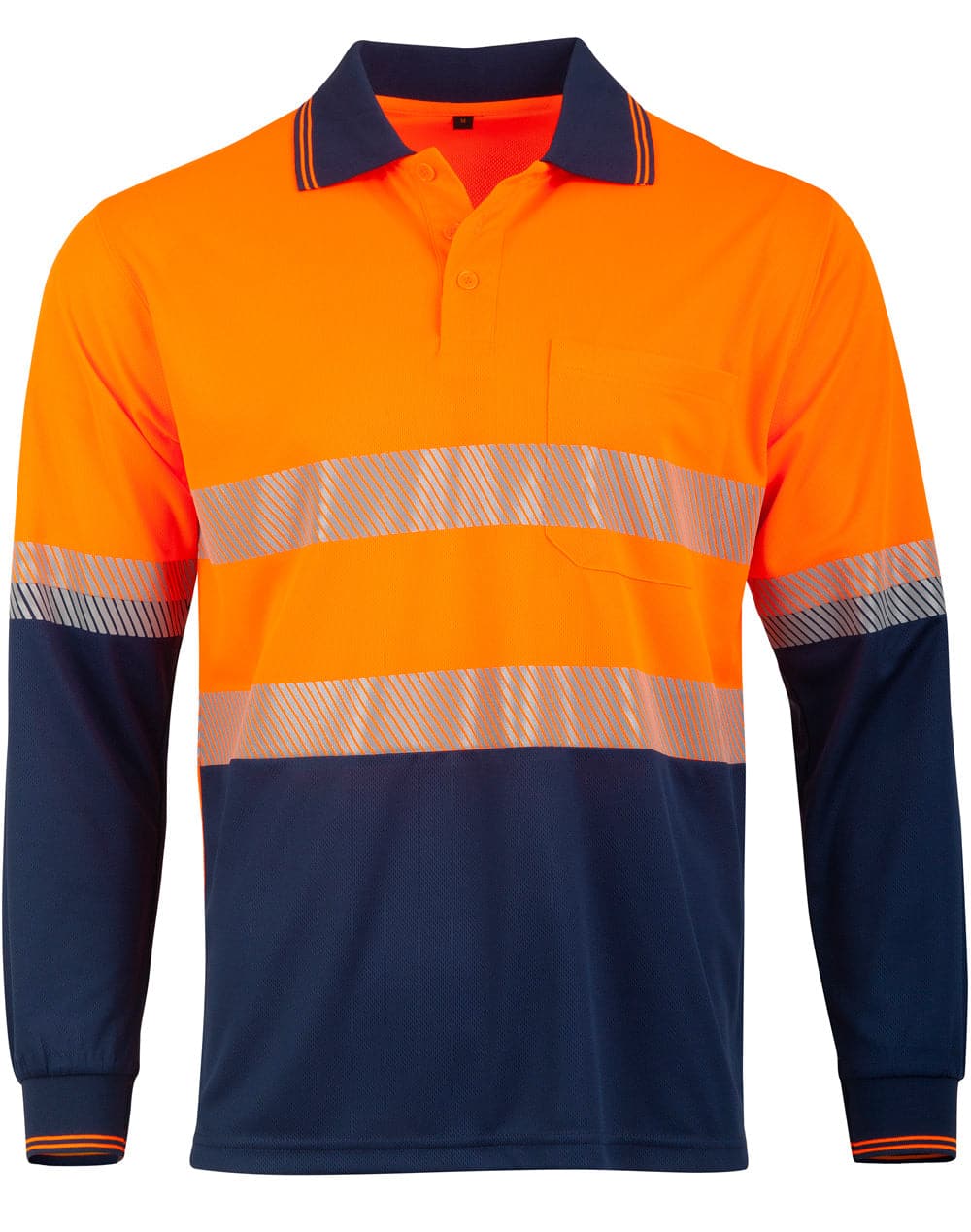 Unisex Cool Dry Segmented Tapes Hi Vis Long Sleeve Polo Shirt SW86 Metro Workwear.