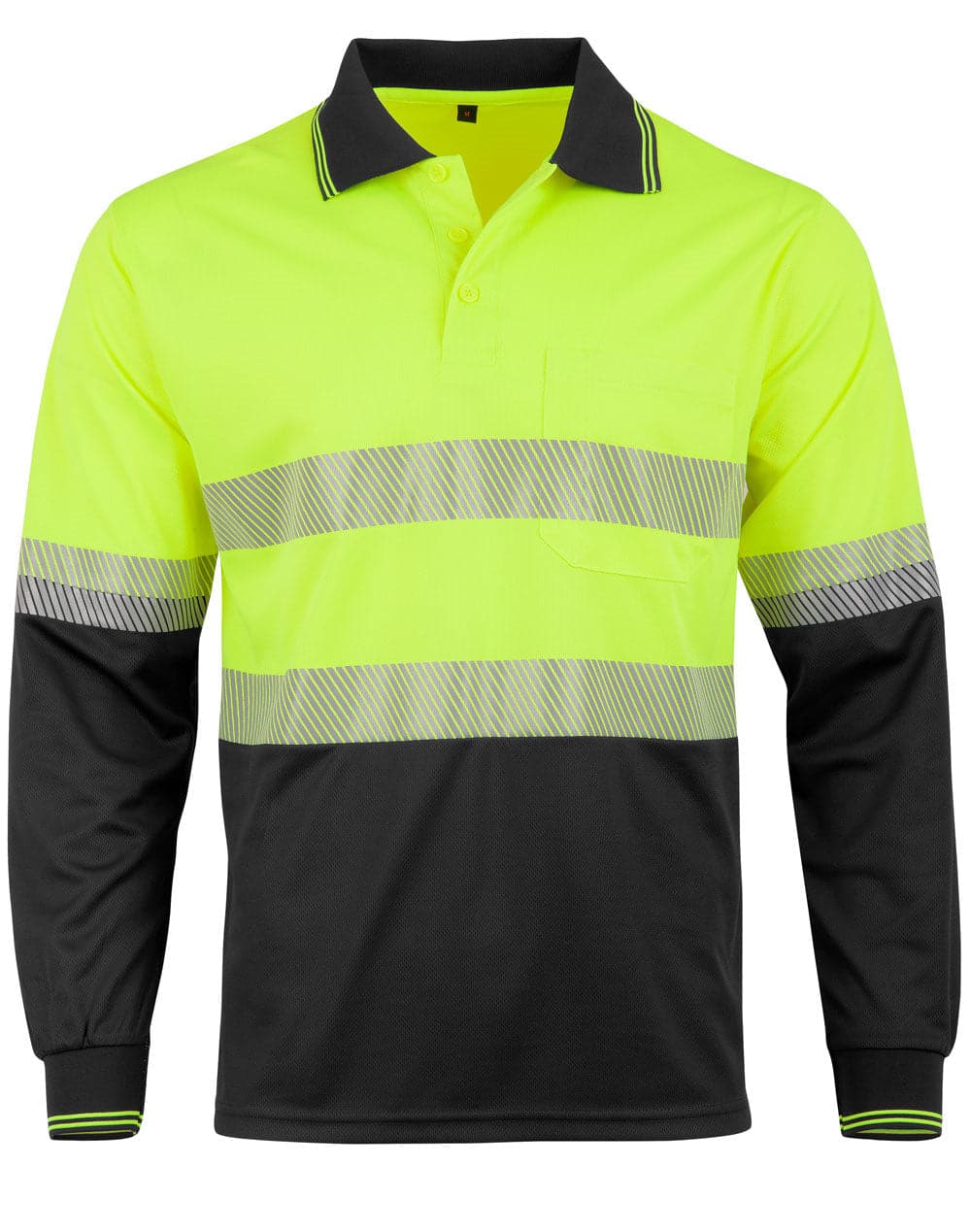 Unisex Cool Dry Segmented Tapes Hi Vis Long Sleeve Polo Shirt SW86 Metro Workwear.