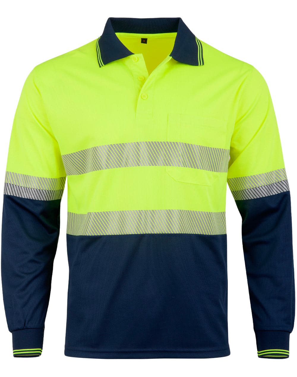 Unisex Cool Dry Segmented Tapes Hi Vis Long Sleeve Polo Shirt SW86 Metro Workwear.