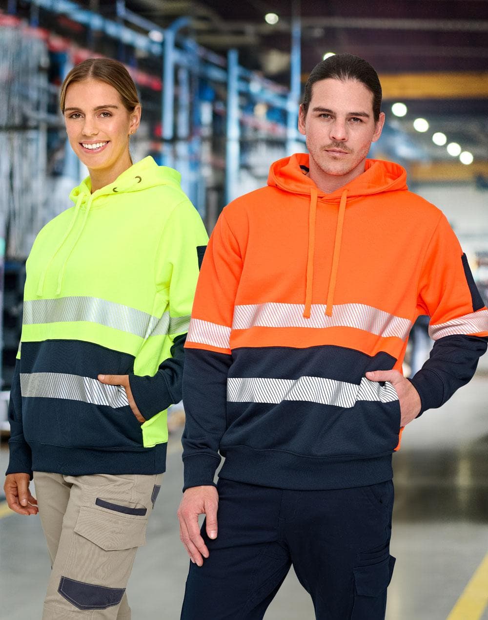 Two Tone Segmented Tape Hi Vis Safety Hoodie SW88 Metro Workwear.