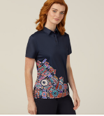 Water Dreaming Women's  Indigenous Corporate Polo Shirt CATUQV Metro Workwear.