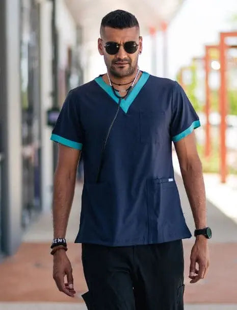 Softies Stanmore Unisex Contrast Trim Scrub Top STANT01  Simply Scrubs Australia