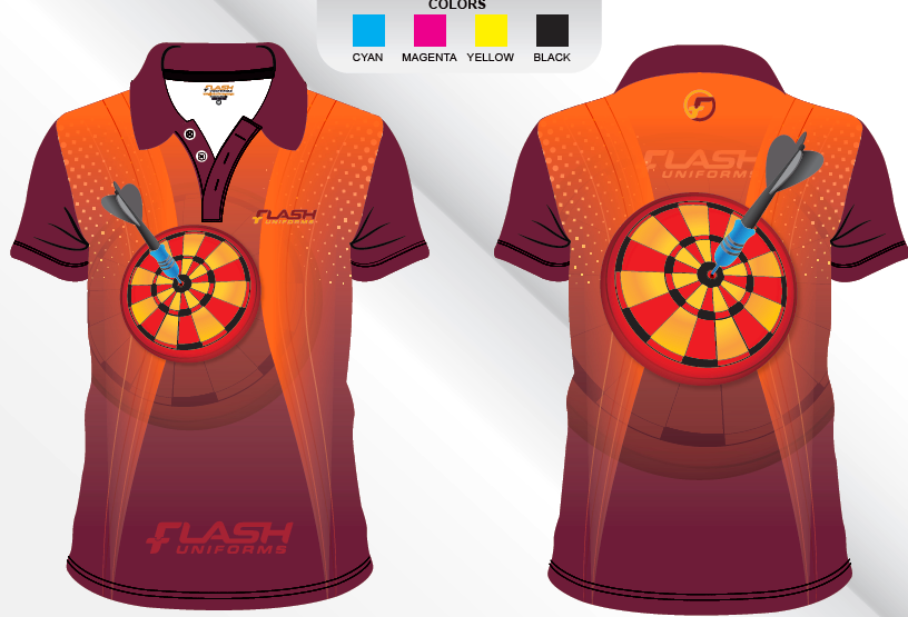 Custom Sublimated Darts Polo Shirt SP40 Metro Workwear.
