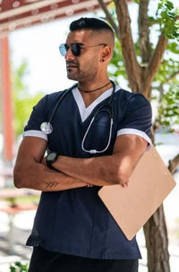 Softies Stanmore Unisex Contrast Trim Scrub Top STANT01  Simply Scrubs Australia