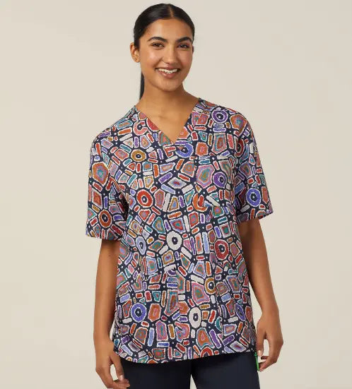 Water Dreaming Indigenous Scrub Top CATRG9 - Simply Scrubs Australia