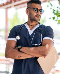 Softies Stanmore Unisex Contrast Trim Scrub Top STANT01 Metro Workwear.