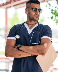 Softies Stanmore Unisex Contrast Trim Scrub Top STANT01  Simply Scrubs Australia