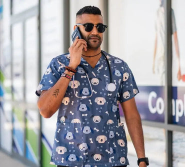 Softies Unisex Dog & Bone Scrubs Top DNBT01  Simply Scrubs Australia