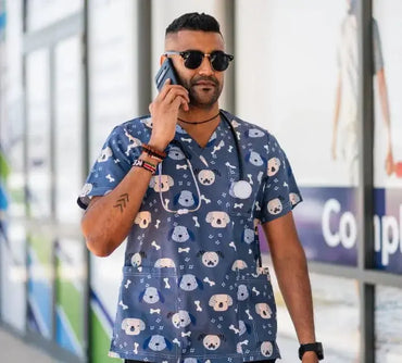 Softies Unisex Dog & Bone Scrubs Top DNBT01  Simply Scrubs Australia