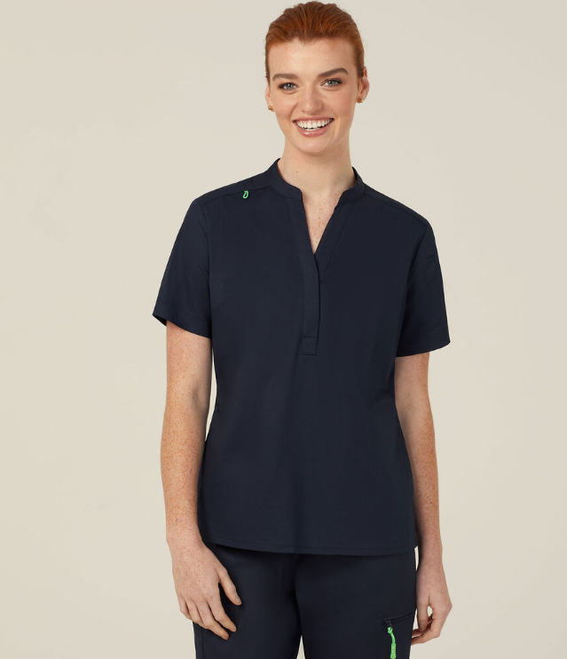 Next-gen Antibacterial Active Blackburn Mandarin Collar Scrub Top  CATUMM Metro Workwear.
