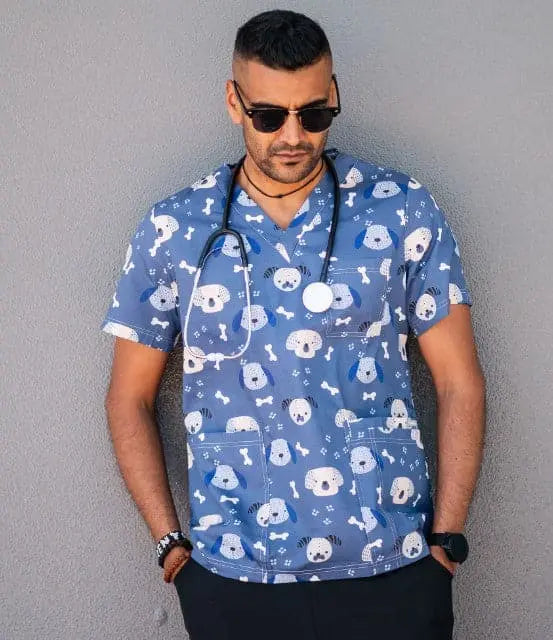 Softies Unisex Dog & Bone Scrubs Top DNBT01  Simply Scrubs Australia