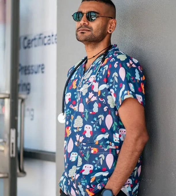 Softies Unisex Cheeky Squirrel Printed Scrubs Top CQOT01  Simply Scrubs Australia