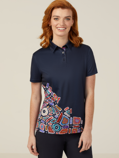 Water Dreaming Women's  Indigenous Corporate Polo Shirt CATUQV Metro Workwear.