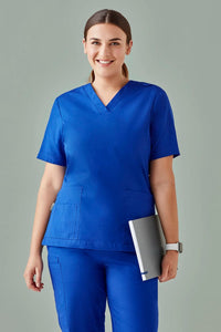 Women's Anti-Bacterial Silver Tokyo V-Neck Scrub Top CST141LS Metro Workwear.