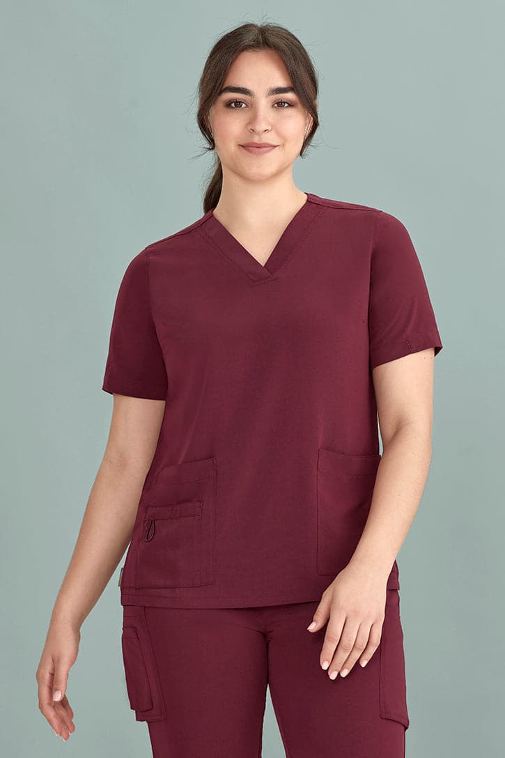 Biz Care Womens Avery Easy Fit V-Neck Medical Scrub Top CST941LS Metro Workwear.