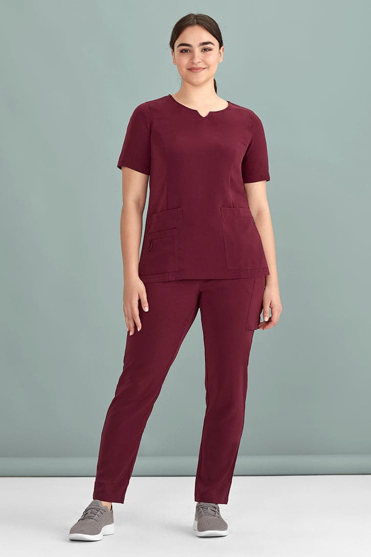 Biz Care Womens  Avery Tailored Fit Round Neck Scrub Top CST942LS Metro Workwear.