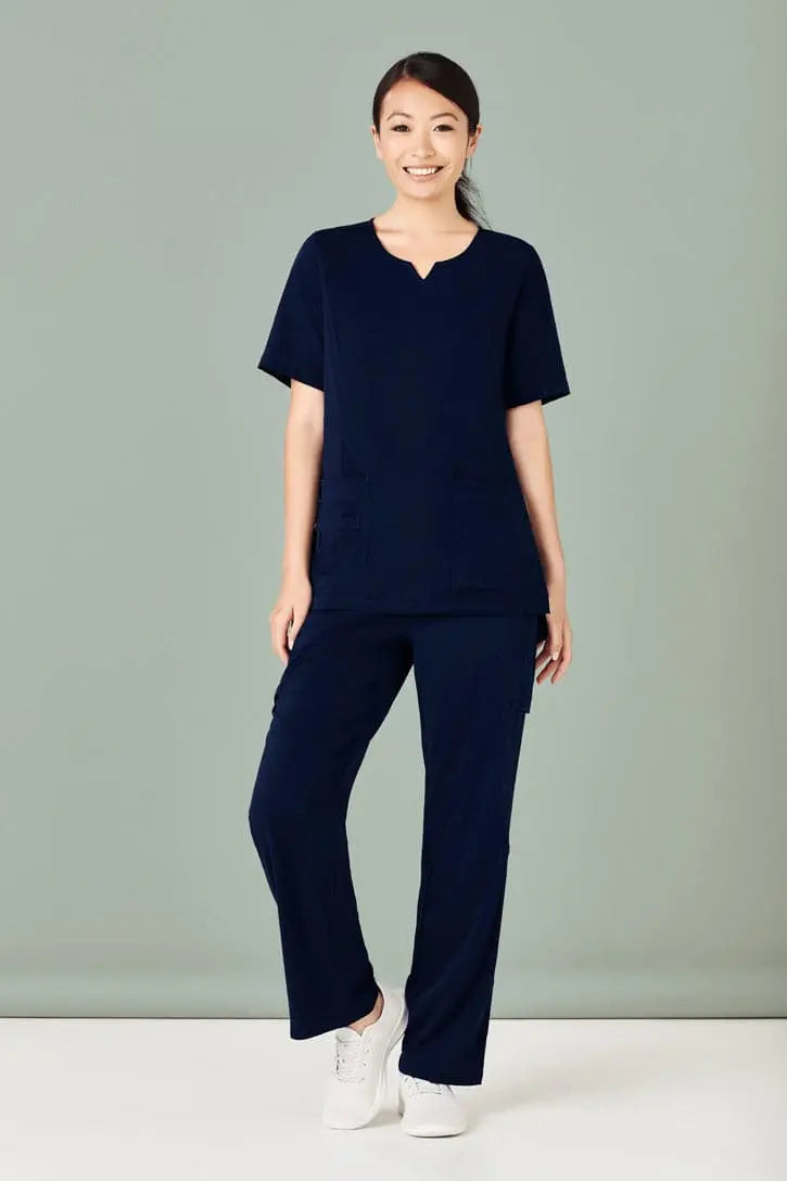 Biz Care Womens Tailored Fit Round Neck Scrub Top CST942LS - Simply Scrubs Australia