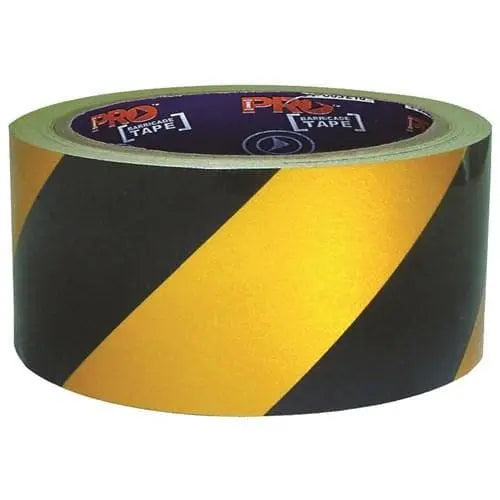 Pro Choice Hazard Tape Black & Yellow Self Adhesive - YB3075-SA Metro Workwear.