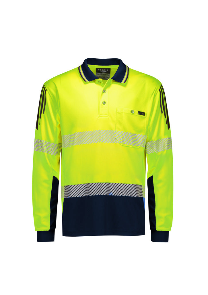 SYZMIK Unisex Hi Vis Segmented Tape Flux Long Sleeve Polo ZH550  Metro Workwear