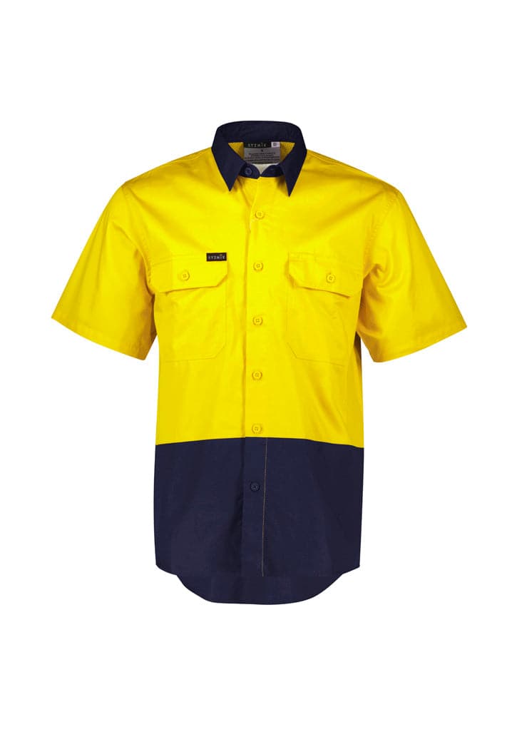 Syzmik Workwear Men's Hi Vis Short Sleeve Shirt ZW115 Metro Workwear.