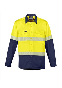Mens Rugged Cooling Hi Vis Segmented Tape L/S Shirt ZW229 Metro Workwear.