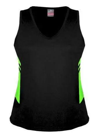 Aussie Pacific Ladies Tasman Singlet 2111 Casual Wear Aussie Pacific Black/Neon Green 4 