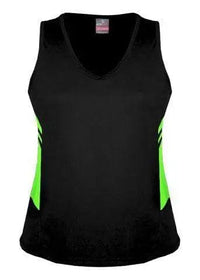 Aussie Pacific Ladies Tasman Singlet 2111 Casual Wear Aussie Pacific Black/Neon Green 4 