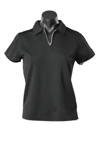 Aussie Pacific Ladies Yarra Polo Shirt 2302 Casual Wear Aussie Pacific Black/White 16-18 
