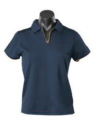 Aussie Pacific Ladies Yarra Polo Shirt 2302 Casual Wear Aussie Pacific Navy/Gold 16-18 