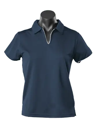 Aussie Pacific Ladies Yarra Polo Shirt 2302 Casual Wear Aussie Pacific Navy/White 16-18 